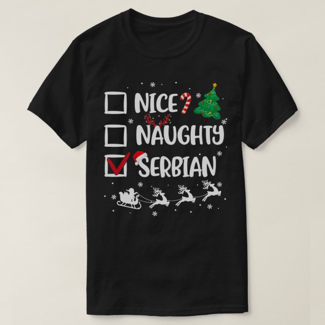 Naughty Nice Serbiska jultomten Santa Hat Xma T Shirt (Design framsida)