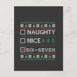 Naughty Nice Six Seven Funny 6 7 Ugly Christmas Inbjudan Vykort