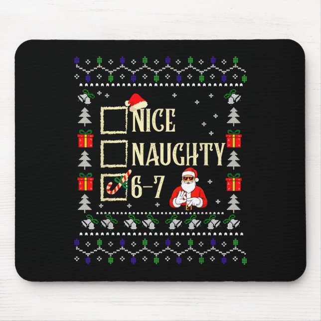 Naughty Nice Six Seven Kids Ugly Christmas Sweater Musmatta (Framsidan)