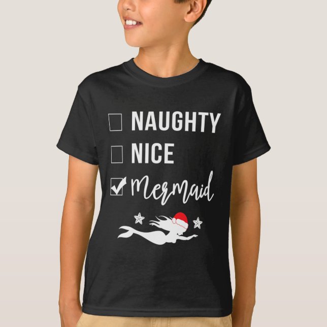 Naughty Nice-Sjöjungfru Den vackra Sjöjungfrun Jul T Shirt (Framsida)