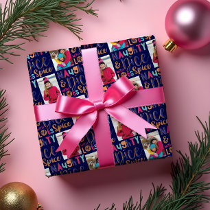 Naughty & Nice Skämt färgat julfoto Presentpapper
