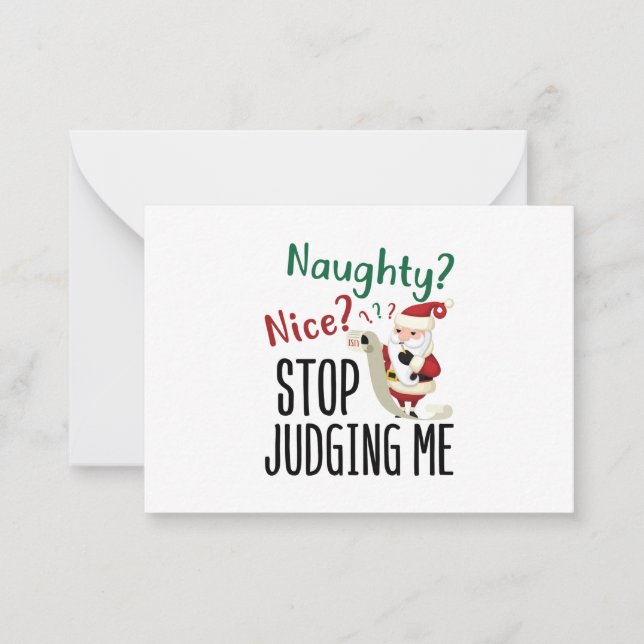 Naughty Nice Sluta döma mig för fin jul Anteckningskort (Framsida)