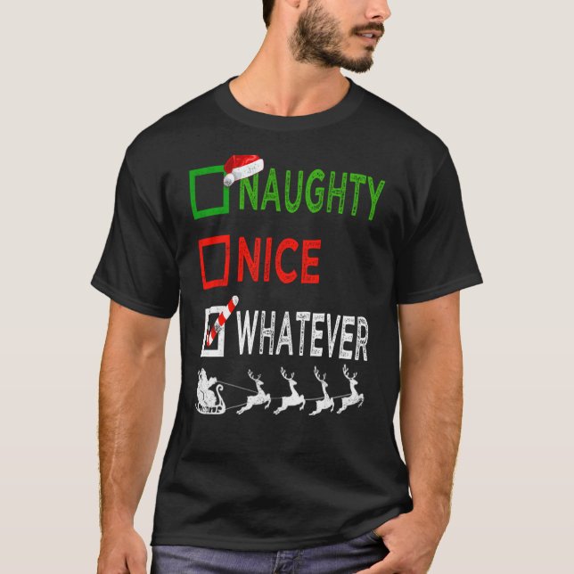 Naughty Nice Spelar ingen roll jul Pajamas Funny S T Shirt (Framsida)