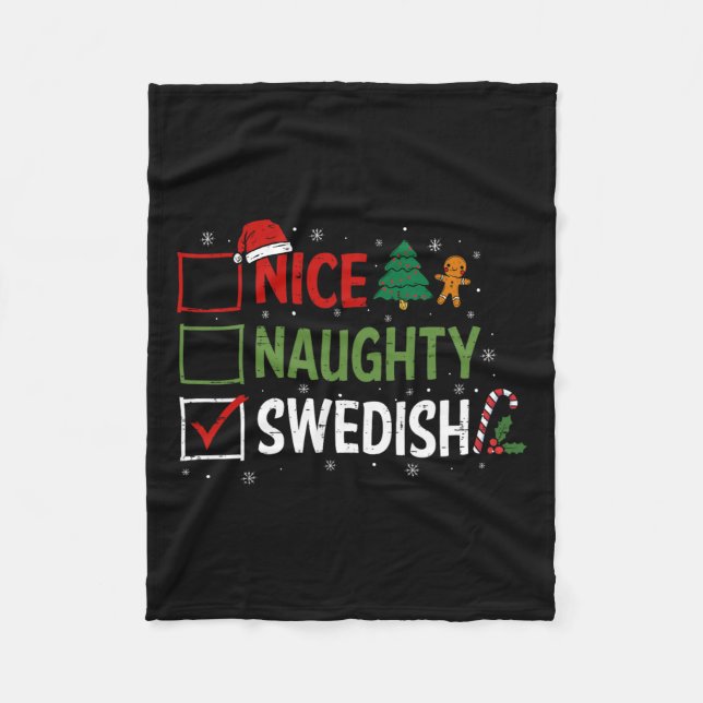 Naughty Nice Svenska jul Pajamas Jultomten Fleecefilt (Framsidan)