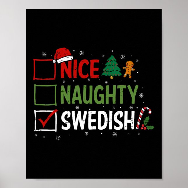 Naughty Nice Svenska jul Pajamas Jultomten Poster (Framsidan)