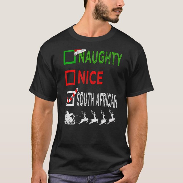 Naughty Nice Sydafrika jul Pajamas Santa T Shirt (Framsida)