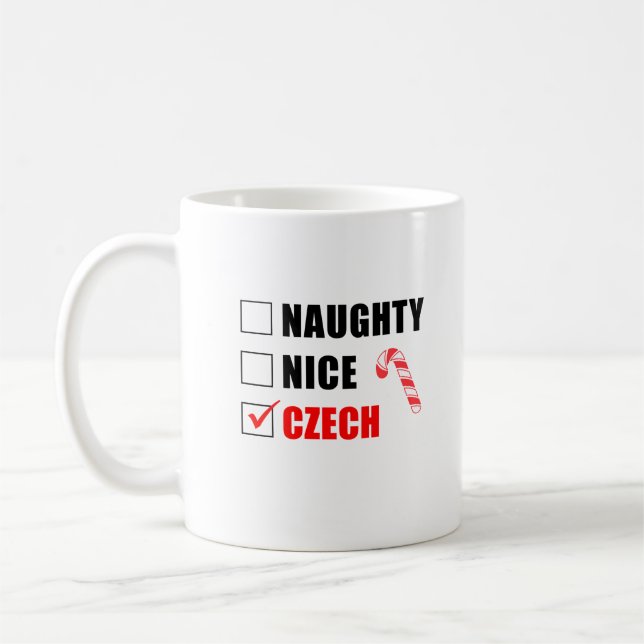Naughty Nice Tjeckiska jultomten Kaffe Mugg (Vänster)