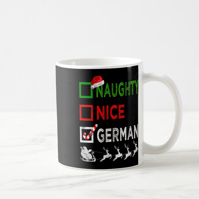 Naughty Nice Tysk jul Pajamas Funny Santa Kaffemugg (Höger)