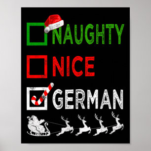 Naughty Nice Tysk jul Pajamas Funny Santa Poster