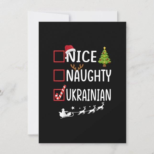 Naughty Nice ukrainian jul Pajamas Santa Cla Inbjudningar (Framsida)
