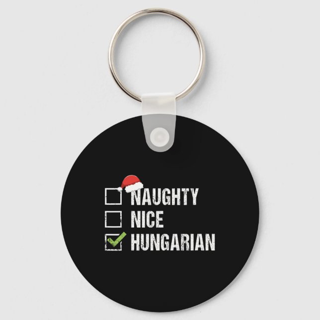 Naughty Nice Ungerns jultomte Gif Nyckelring (Framsida)