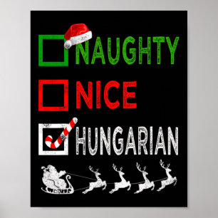 Naughty Nice ungersk jul Pajamas Funny San Poster