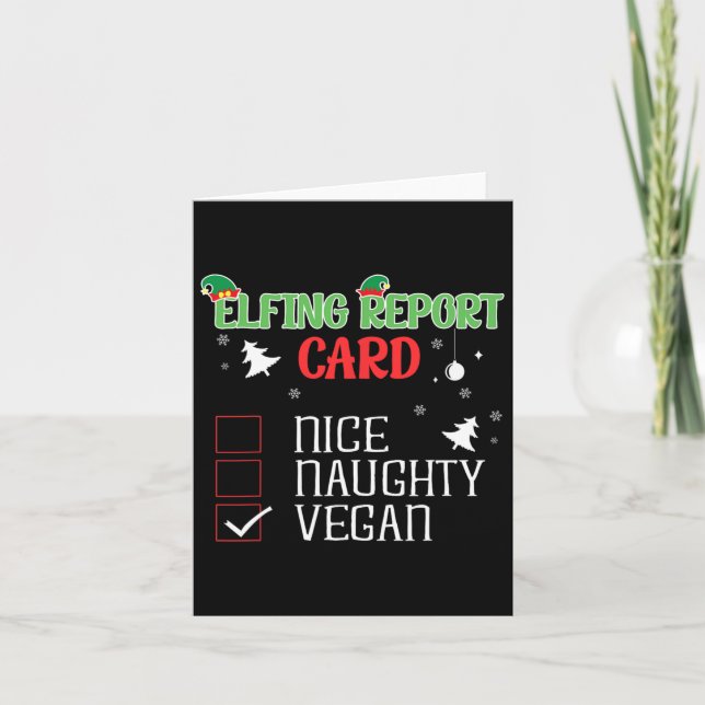 Naughty Nice Vegan-rapportkort matchande jul Kort (Framsida)