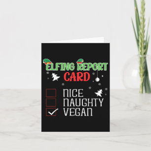 Naughty Nice Vegan-rapportkort matchande jul Kort