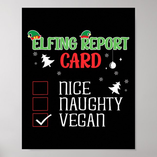 Naughty Nice Vegan-rapportkort matchande jul Poster (Framsidan)