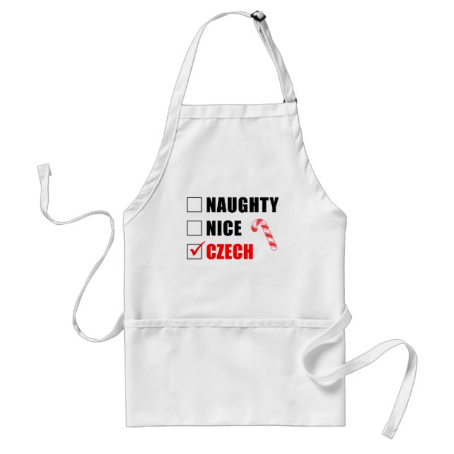 Naughty Nice-Vuxen för juldesign i Tjeckien Apron Förkläde (Framsidan)