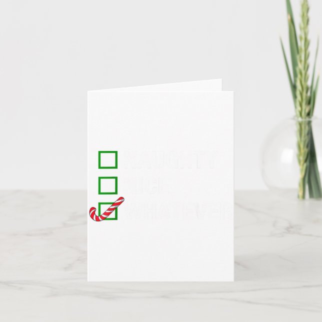 Naughty Nice Whatever, Cool Christmas Funny Quotes Kort (Framsida)