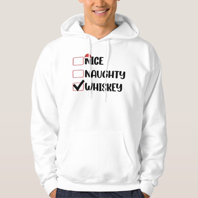 Naughty Nice Whiskey jullista Hoodie (Framsida)