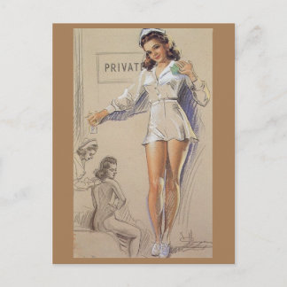 Naughty Nurse Vintage sätter upp ett vykort för fl