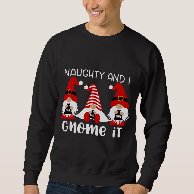 Naughty och jag får julgranar lång ärmad tröja (Framsida)