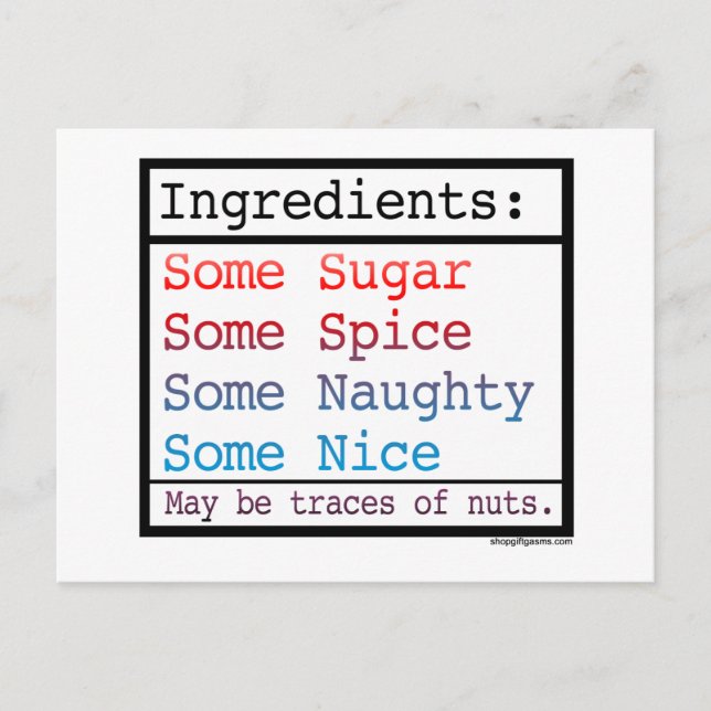 Naughty och Nice Helg Vykort (Framsida)