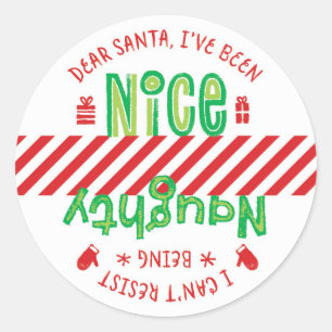 Naughty och Santa Helgdag julklapp Runt Klistermärke