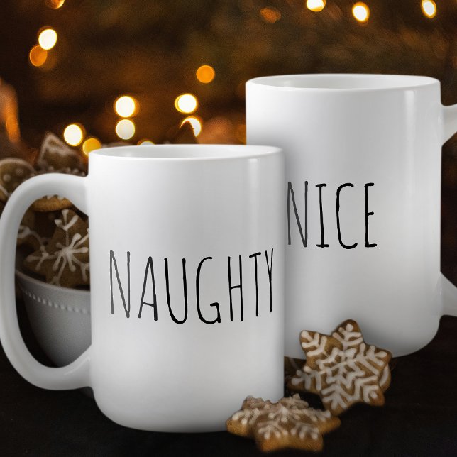 ‘NAUGHTY or NICE’ Customizable Word Chic Modern  Kaffemugg (Skapare uppladdad)