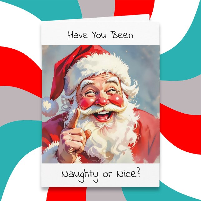 Naughty or Nice | Santa Humor Christmas Helgkort (Skapare uppladdad)