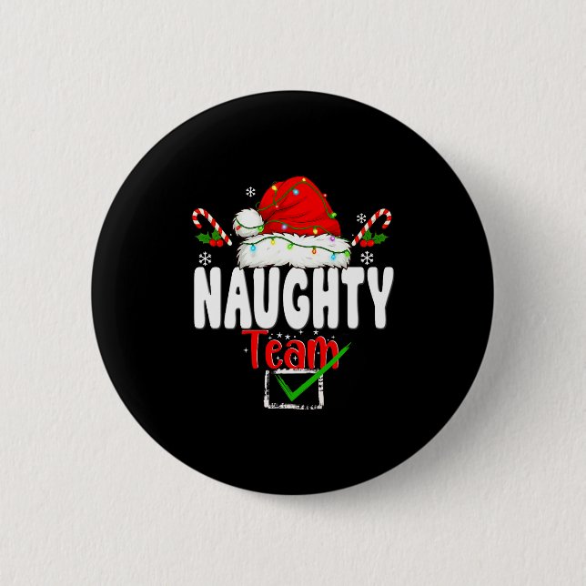 Naughty Or Nice Team Matching Christmas Pajama Men Knapp (Framsida)