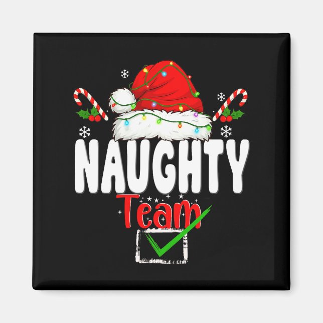 Naughty Or Nice Team Matching Christmas Pajama Men Magnet (Framsidan)