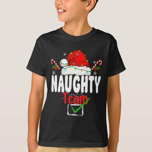 Naughty Or Nice Team Matching Christmas Pajama Men T Shirt (Framsida)