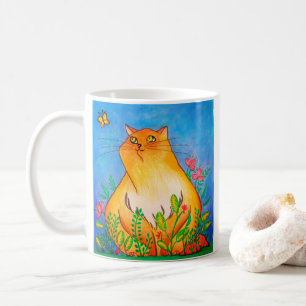 Naughty Orange Cat in Nature Kaffemugg