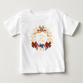 Naughty Reindeer jul Peeking Mörk blått Guld T Shirt