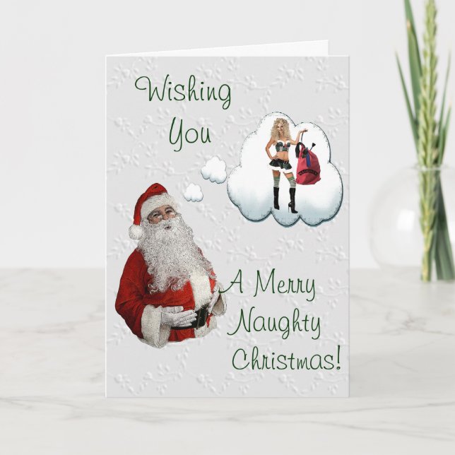 Naughty Santa Naugty jul Helgkort (Framsida)