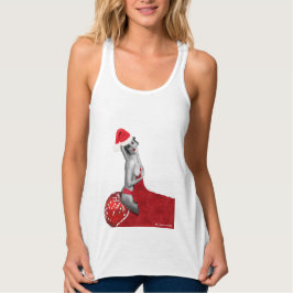 Naughty Santa Pinup Joke Dam jul Vest Top Linne Med Racerback