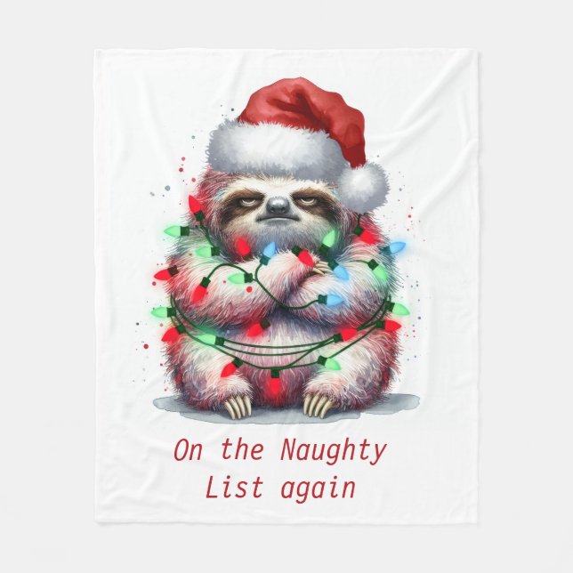 Naughty Sloth Anpassningsbar ord Fleecefilt (Framsidan)
