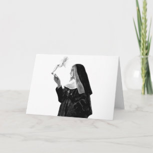 Naughty Smoking Nun Kort