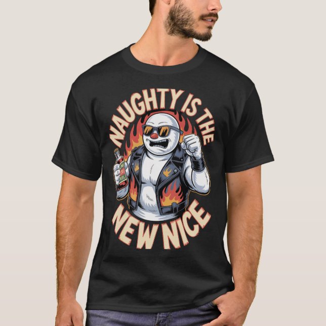 Naughty Snowman Nice T Shirt (Framsida)