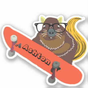 Naughty Squirrel #1033 Custom Name Skate Klistermärken