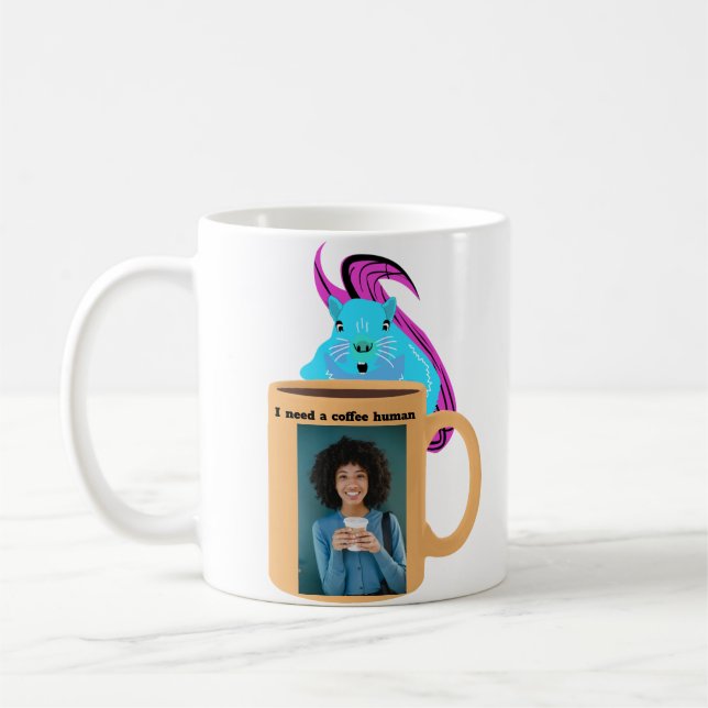 Naughty Squirrel #448 Coffee Human Kaffemugg (Vänster)