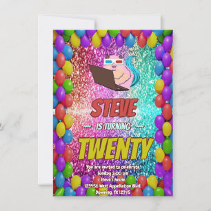 Naughty Squirrel Internet Party Birthday Inbjudan