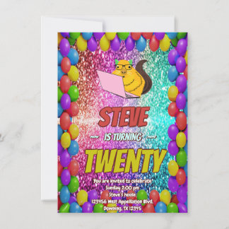 Naughty Squirrel Internet Party Birthday Inbjudan