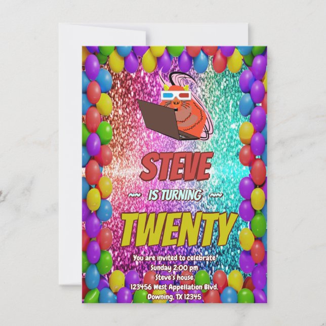 Naughty Squirrel Internet Party Birthday Inbjudan (Framsida)