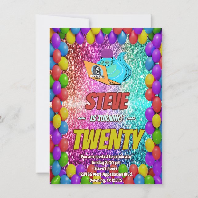 Naughty Squirrel Internet Party Birthday Inbjudan (Framsida)