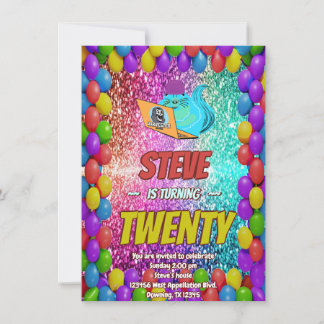 Naughty Squirrel Internet Party Birthday Inbjudan