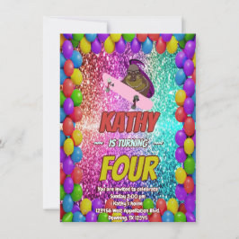 Naughty Squirrel Skateboard Födelsedagsfest Inbjud Inbjudningar