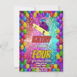 Naughty Squirrel Skateboard Födelsedagsfest Inbjud Inbjudningar