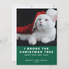 Naughty White Cat med Red Santa Hat Modern Julkort