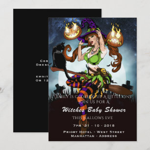 Naughty Witch Baby Shower Halloween fest Inbjudan