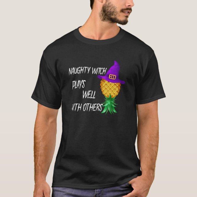 Naughty Witch spelar bra med andra uppe och ned T Shirt (Framsida)